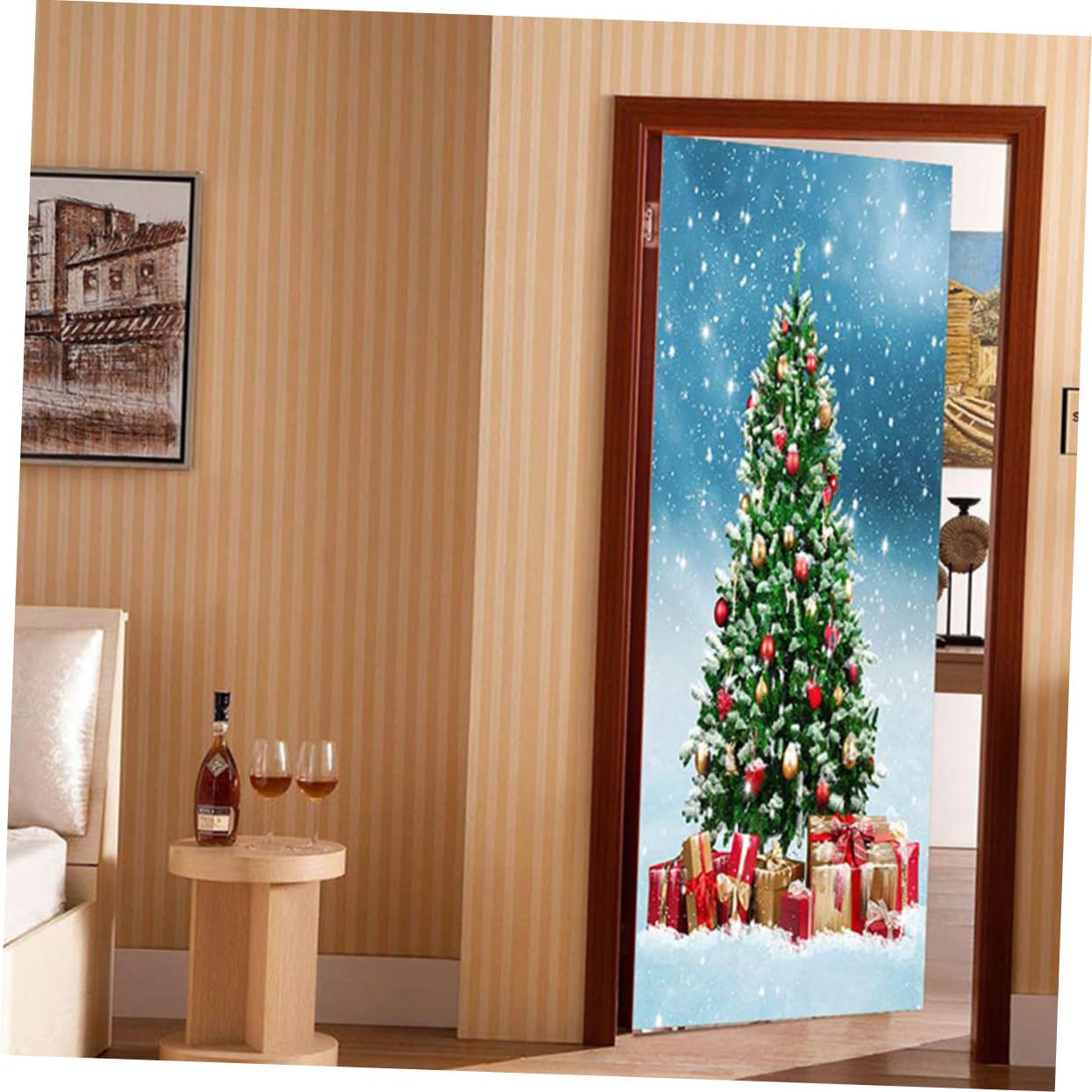 Alipis 6 Feuilles autocollant de porte Signes de Noël ornements décoratifs d'arbre de Noël decoration sapin de noel décoration sapin de noel fenêtre de noël s'accroche Décorations de fête