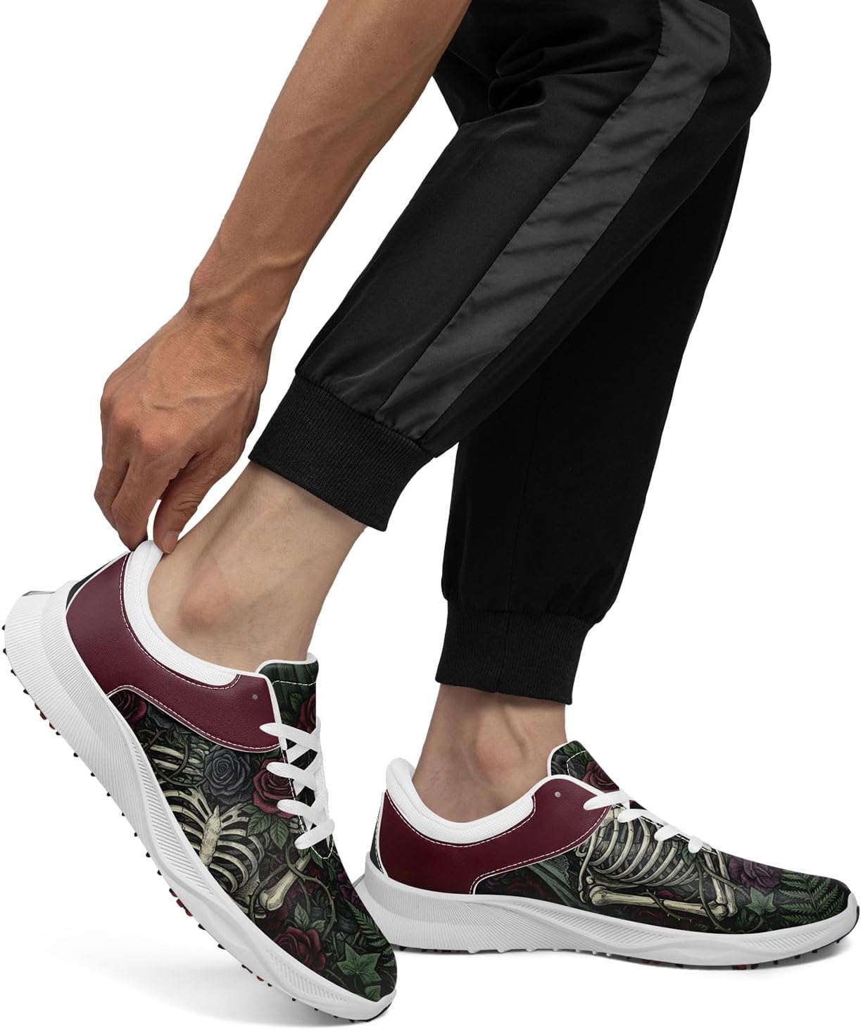 Men's Gothic Skull Golf Shoes Spikeless Waterproof Golf Sneakers Ventilation Dark Art Casual Golf Trainers