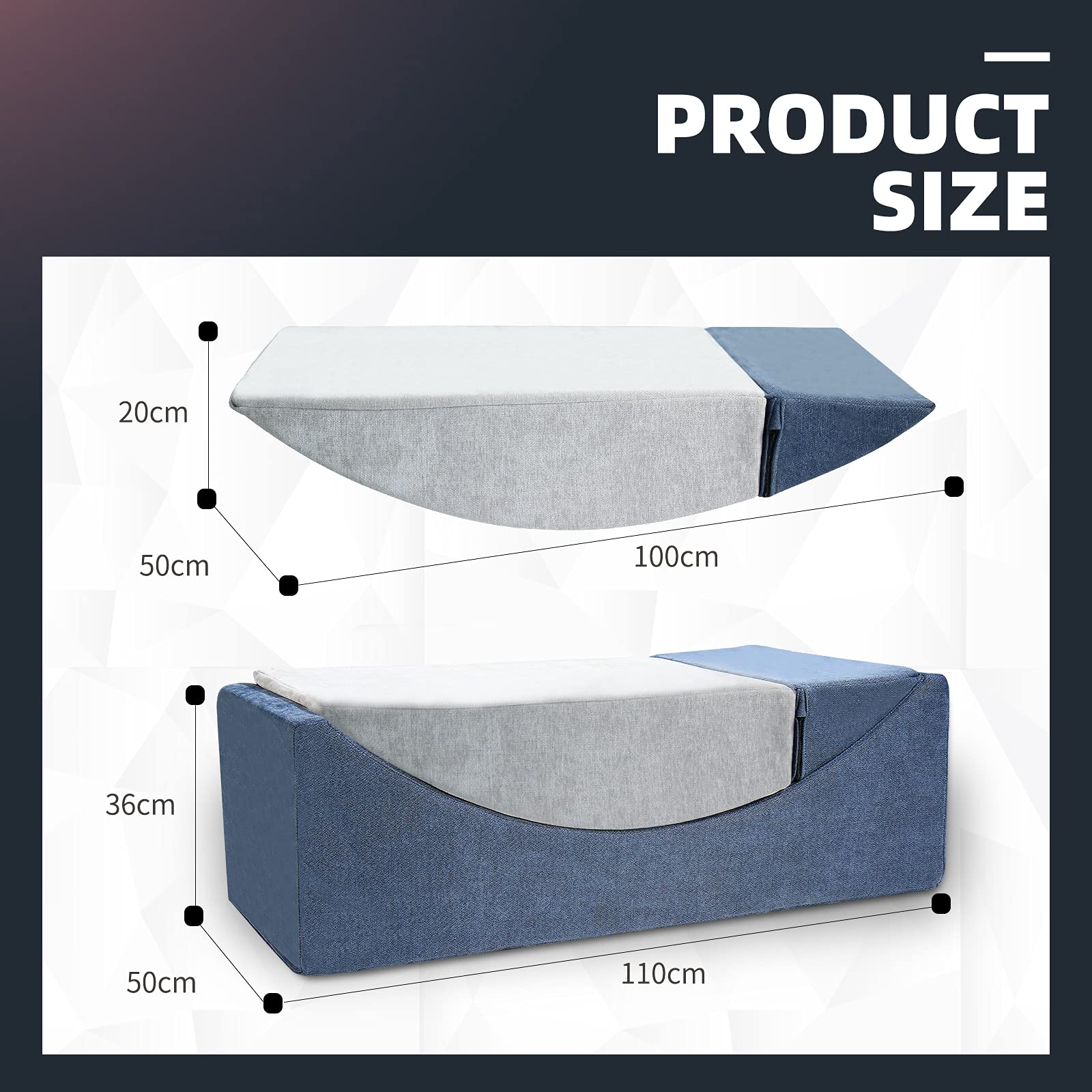 CCLIFE Matelas lit Fauteuil futon Pliable Pliant Chaise de Sol Pliable Matelas Pliant Sofa 110×50×36 CM, Couleur:Bleu & Gris