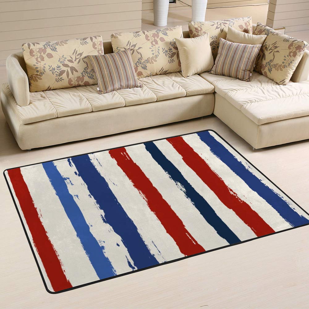 Tapis USA Ruchen 60x39 inch rayures rouges et bleues pour salon et chambre