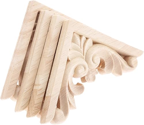 Miniatura 6 de MUXSAM Apliques de muebles, 3.1 x 3.1in3.15 x 3.15 pulgadas, calcomanía de marco tallada de madera sin pintar para pared, armario, puerta, cama,