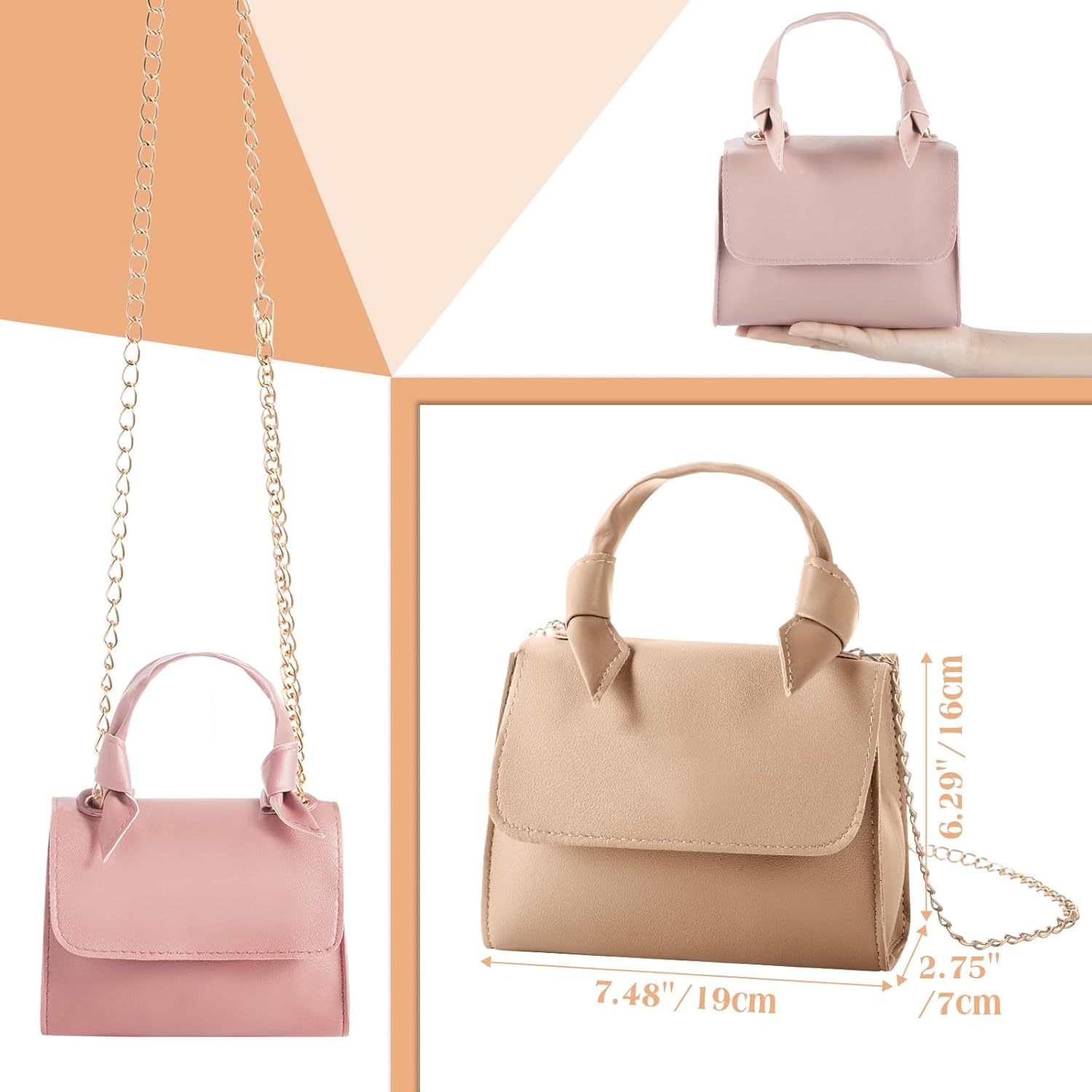 Chunful 6 Pcs Mini Purse Crossbody Toddler Purse Tiny Shoulder Multicolor Handbag Bag for Girl Bestie Party Favors Gifts