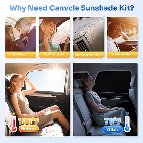 Miniatura 9 de Canvcle Parasoles para parabrisas Ford Ranger 2019-2023 de 4 puertas, para ventanas laterales y traseras, visera solar, cubierta de privacidad que