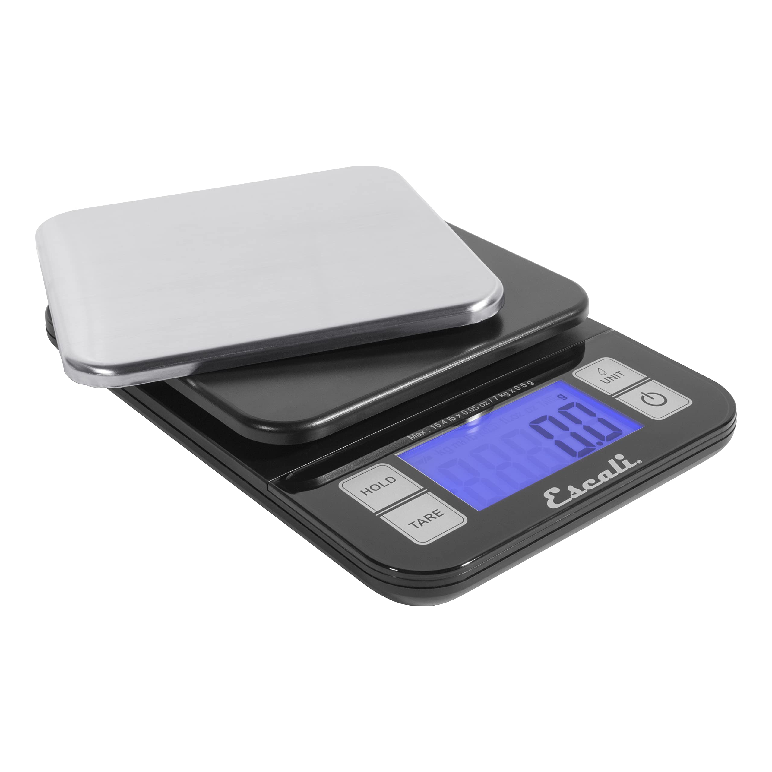 Escali SQ157B Báscula de Cocina Nutro, Báscula Digital para Cocinar, Accesorio de Menaje de Cocina, Negocios y Ocio, 6.8 kg, Negro, 20.3 x 14.6 x 3.2 cm