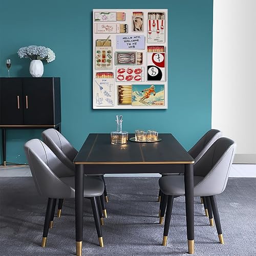 Miniatura 4 de Póster vintage con estampado de caja de cerillas Preppy de moda, arte de pared retro con diseño estético, arte de pared de carrito de bar, póster de