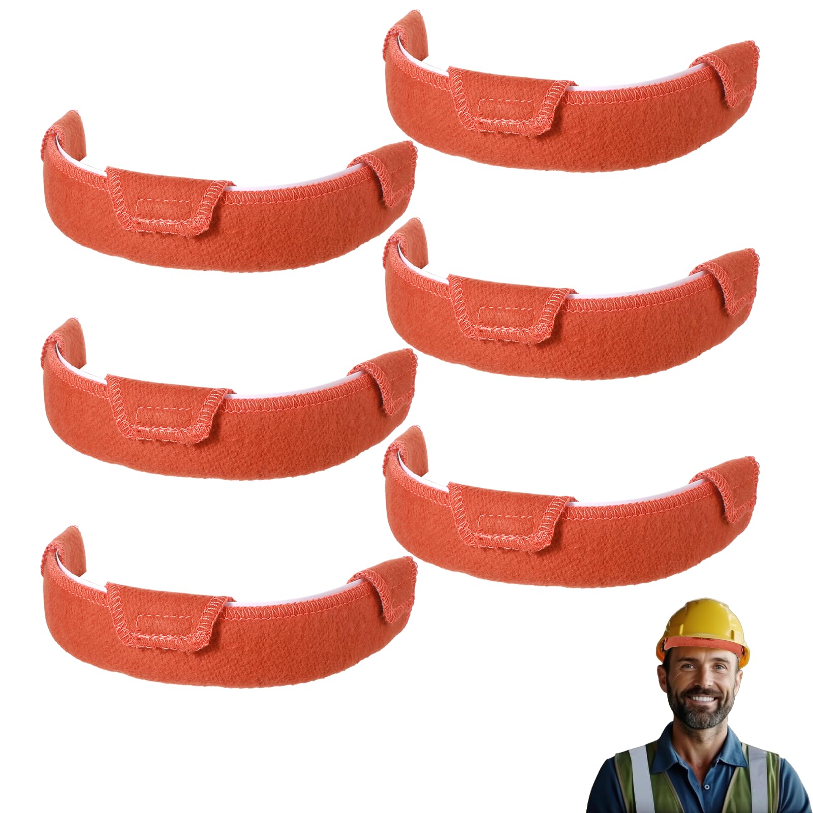 ElevateTech Hard Hat Sweatband, 6 Pcs Reusable Safety Helmet Sweatband Liner Washable Cotton Washable Helmet Sweat Pads Replacement Self Adhesive Hard Hat Accessories for Men Women