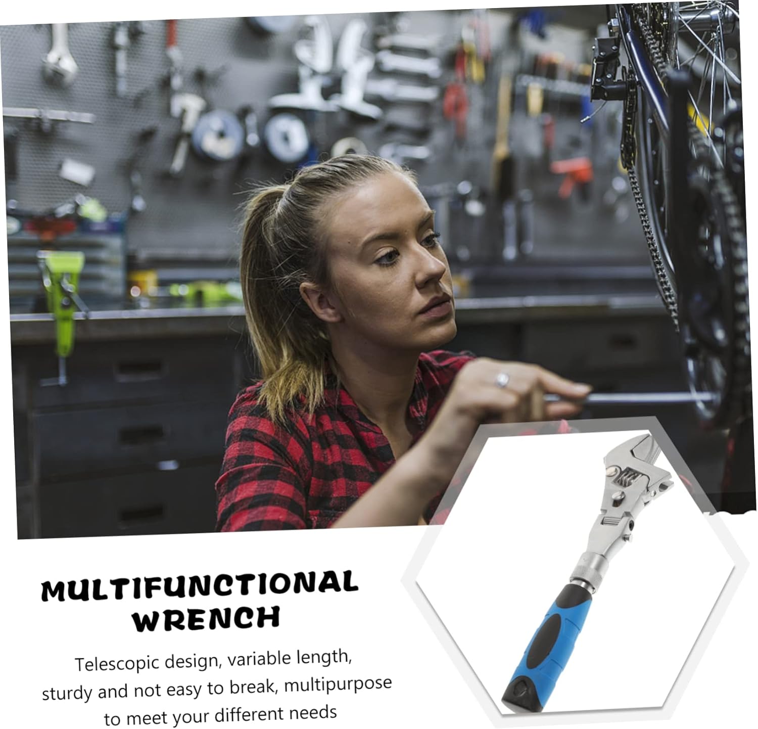 Multifunction Telescopic Ratchet Wrench with Swivel Head Adjustable Household Repair Tool Dual Function Spanner for Refrigeration and Home Maintenance