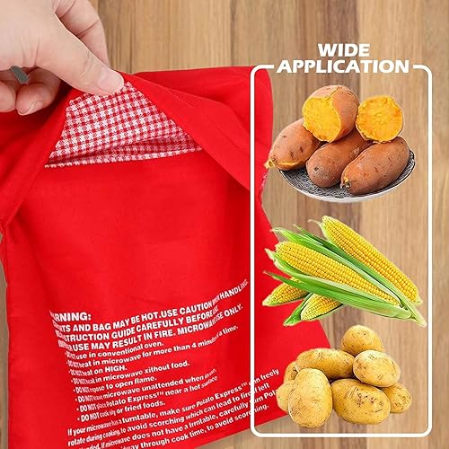 Miniatura 4 de Paquete de 4 bolsas de papas al horno para microondas, bolsa reutilizable y olla para papas perfectas en 4 minutos, accesorio de cocina rápido y