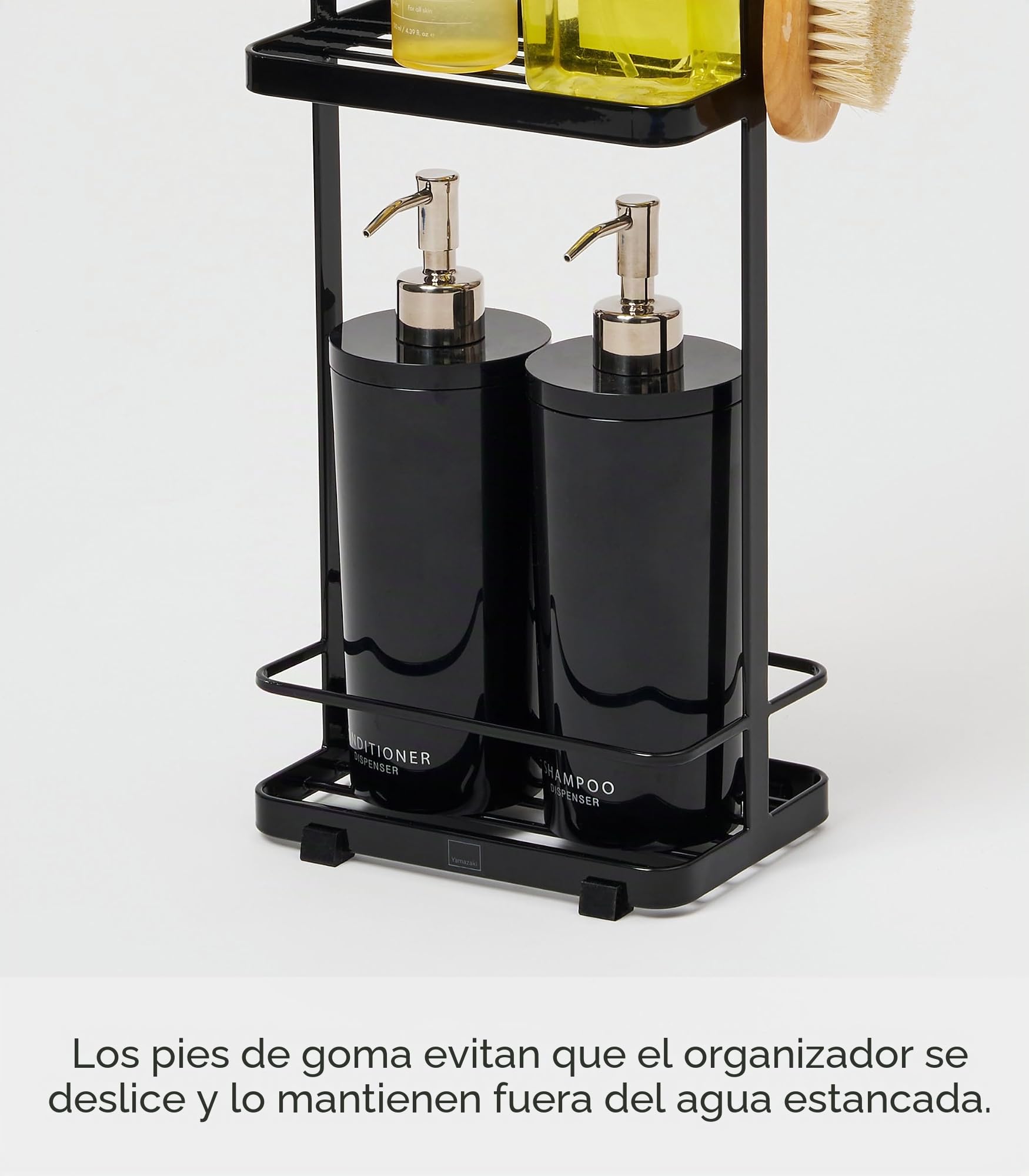 YAMAZAKI 6635 TOWER Estante de baño delgado de 3 niveles, negro, Acero, minimalista, 18 x 12 x 67 cm
