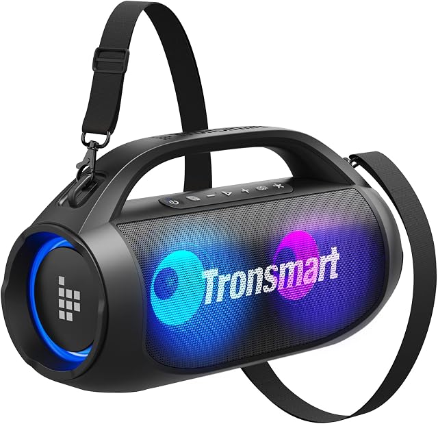 Tronsmart Bang SE Portable Bluetooth Speaker with 40W Loud Sound, 24H Playtime, 3 led Light Modes, Bluetooth 5.3, IPX6 Waterproof, Wireless Stereo Pairing, AUX, TF Card for Party, Outdoor, Home
