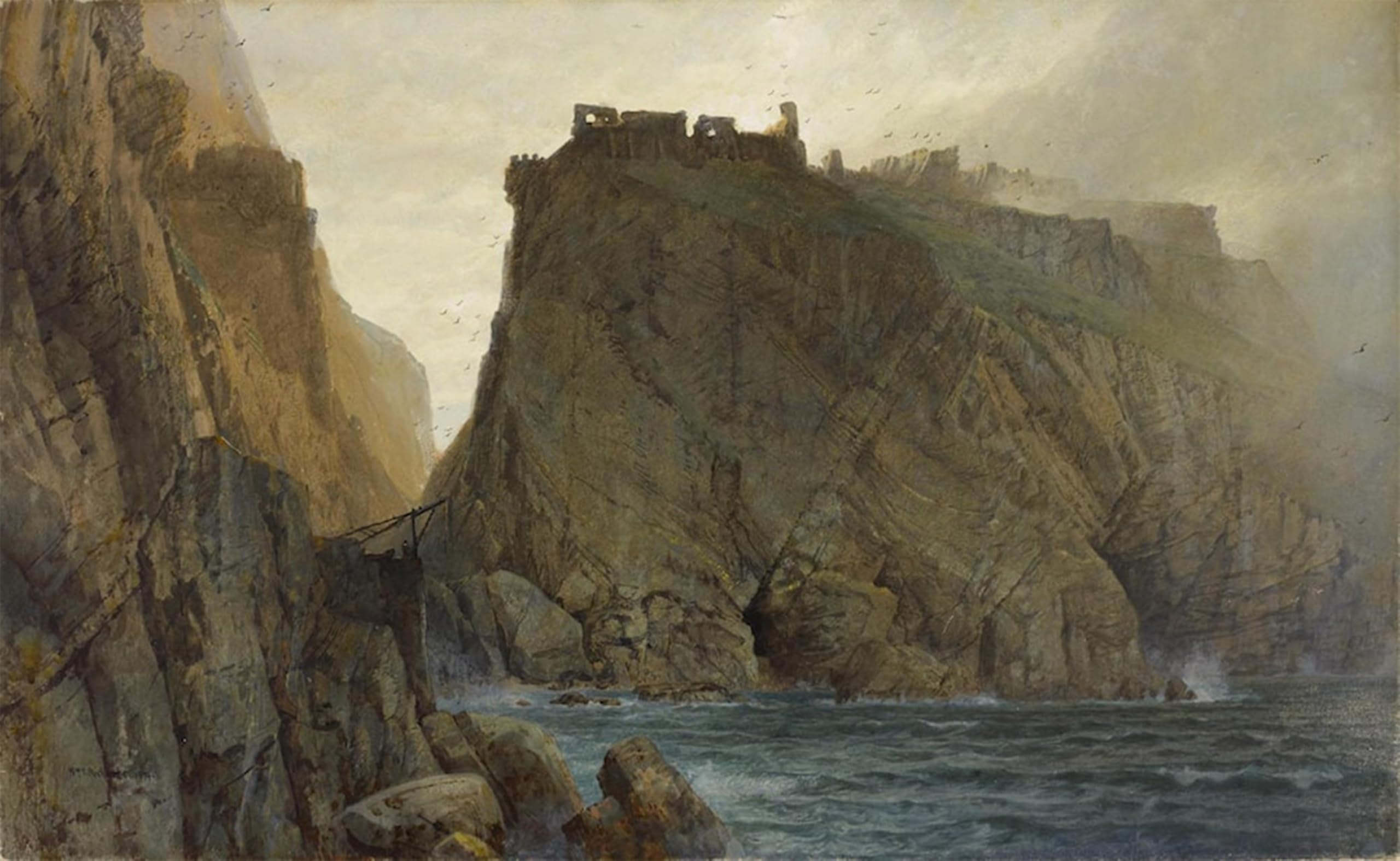 ARTXLXXBN Famous Art Print Poster Vintage Wall Art Tintagel on the Cornish by William Trost Richards Canvas Art Poster for Home Decor 60x90cm