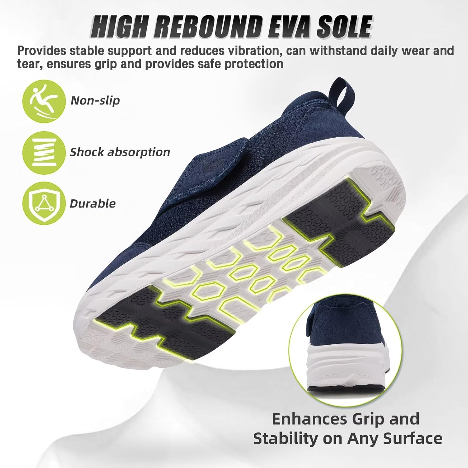 OrthoComfoot Men's Orthopedic Diabetic Wide Walking Shoes: Comfortable Arch Support Plantar Fasciitis Orthotics Slip On Loafers, Hammer Toes Casual Hook and Loop Shoes for Foot and Heel Pain Relief - Image 8