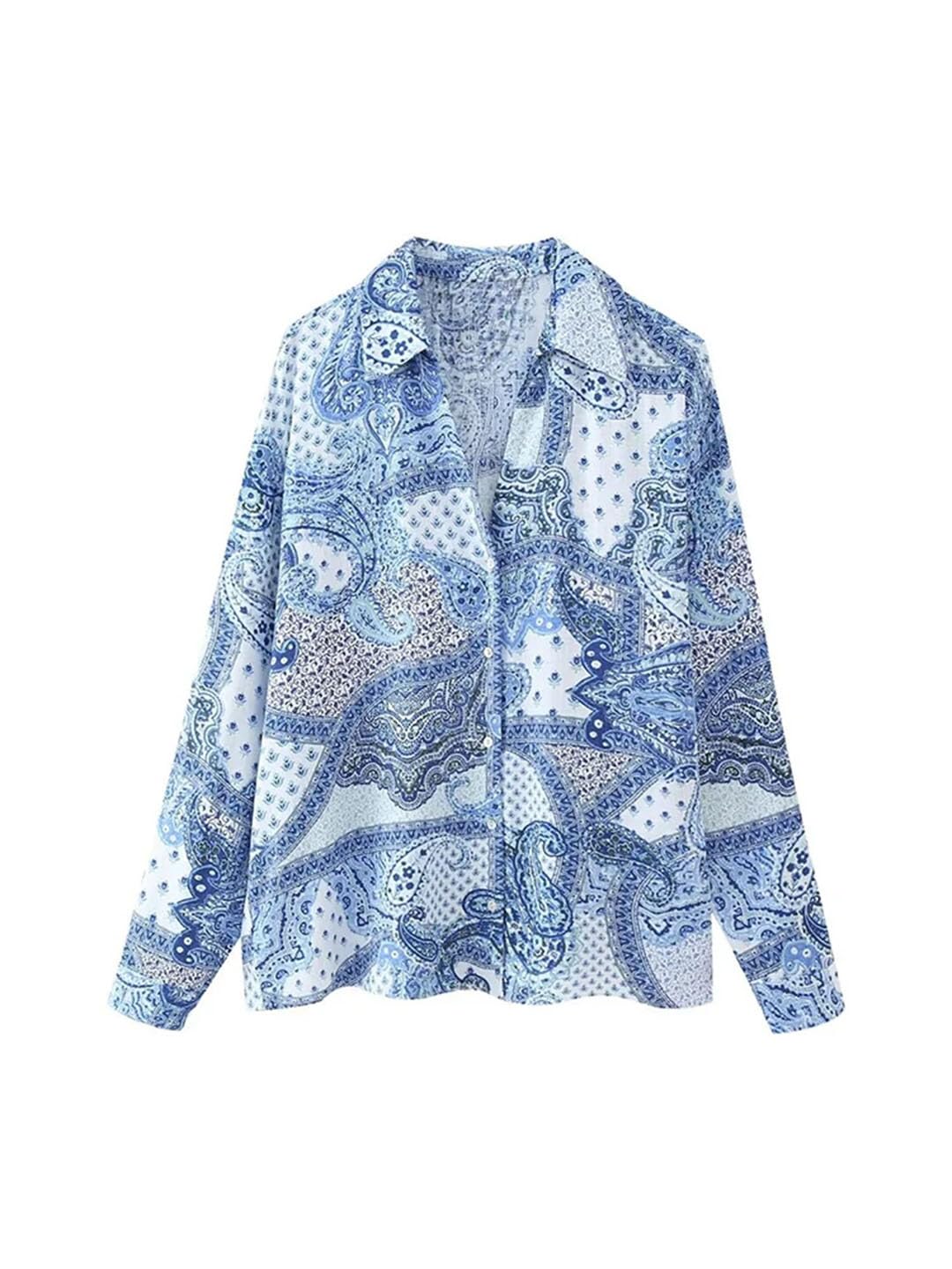 Set di camicia a maniche lunghe da donna stampata con elastico in vita pantaloni larghi larghi set comodo