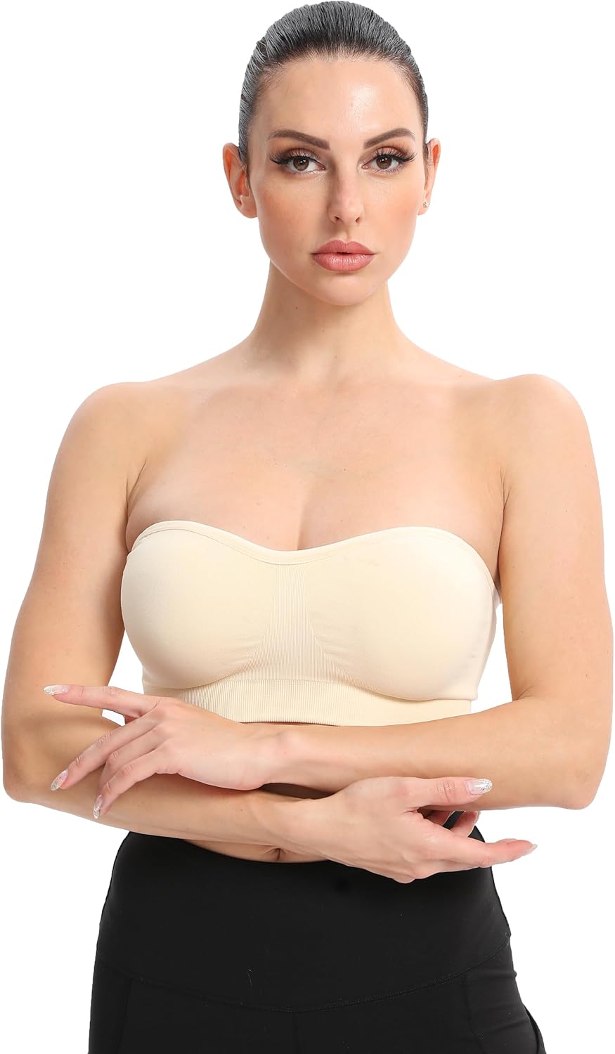 Gnowann Strapless Bras for Women Non-Slip Silicone Bandeau Bralette Seamless Wireless Strapless Bra Padded Tube Top - Image 5