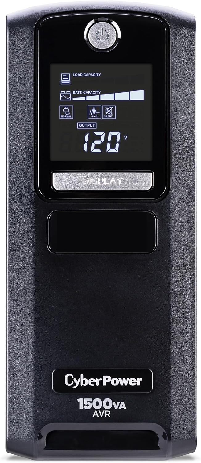 CP1500GAVR Line‑Interactive UPS Battery Backup | 1500VA/900W, AVR, 10 Outlets, LCD Display, Mini-Tower, UL Certified