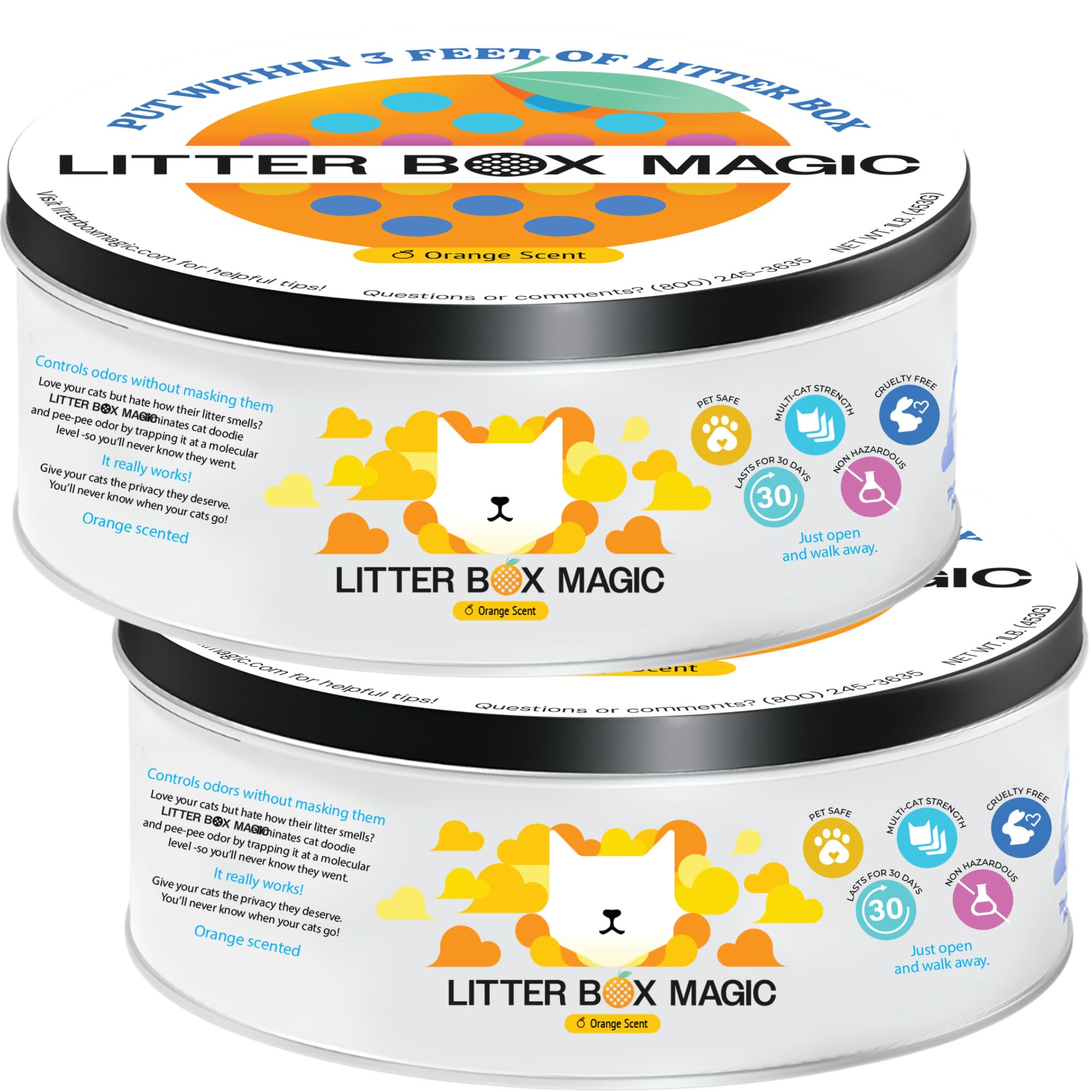 Litter Box Magic Cat Litter Deodorizer Gel, Orange Scent, 16 Oz, Pack of 2