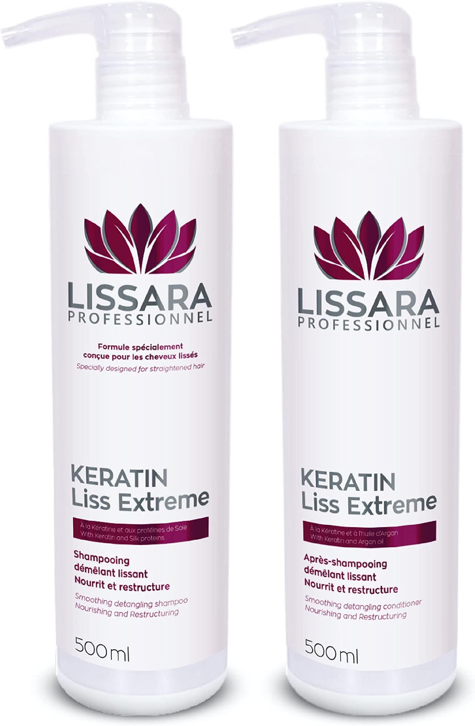 Sulphate-Free Shampoo & Conditioner Duo - with keratin - Treatment for use after Brazilian Straightening Treatment – 2 x 500ml