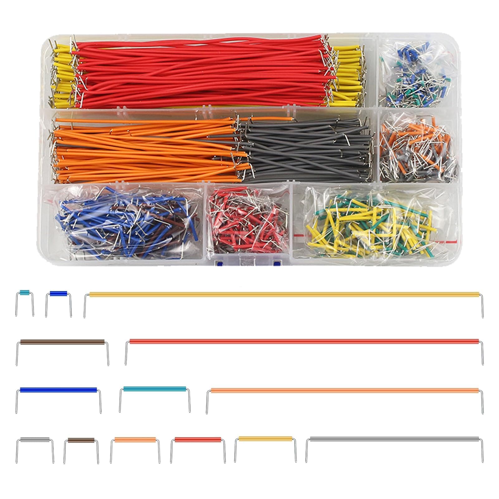 840 Pezzi Breadboard Jumper Wires Filo Assorted Kit, Maschio a Maschio U Shape Jumper Wires breadboard Senz Saldatura, Filo Preformato in 14 Lunghezze Diverse, con Scatola Organizzatrice