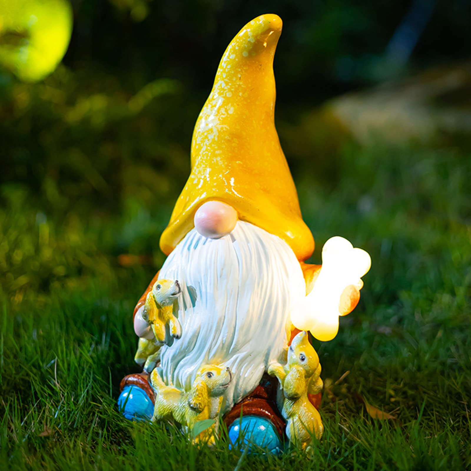LYEAA Statue de nain décoratif en résine pour pelouse, travaux manuels, décoration de jardin, cadeaux imperméables pour les vacances, les pendaisons de crémaillère (jaune)