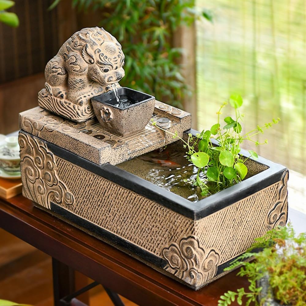 Fontanna wewnętrzna Lucky Beast Zen Flow Desktop Auto-Cycle Waterfall Fountain Feng Shui Decor do domu i biura