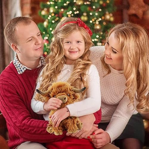 Miniatura 3 de Gluutoyashop Juguete de peluche de vaca de las tierras altas escocesas lindo juguete de peluche de granja regalos de cumpleaños de Navidad para