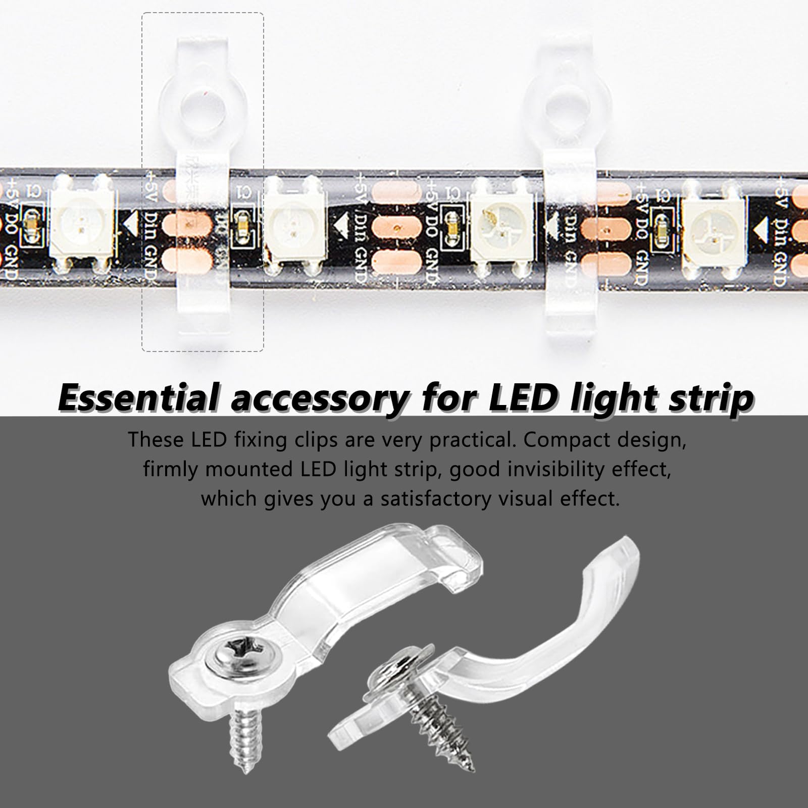 Kit Fermagli Per Strisce LED: 200 Clip Trasparenti + 400 Viti Per Cavi Luci Fai Da Te