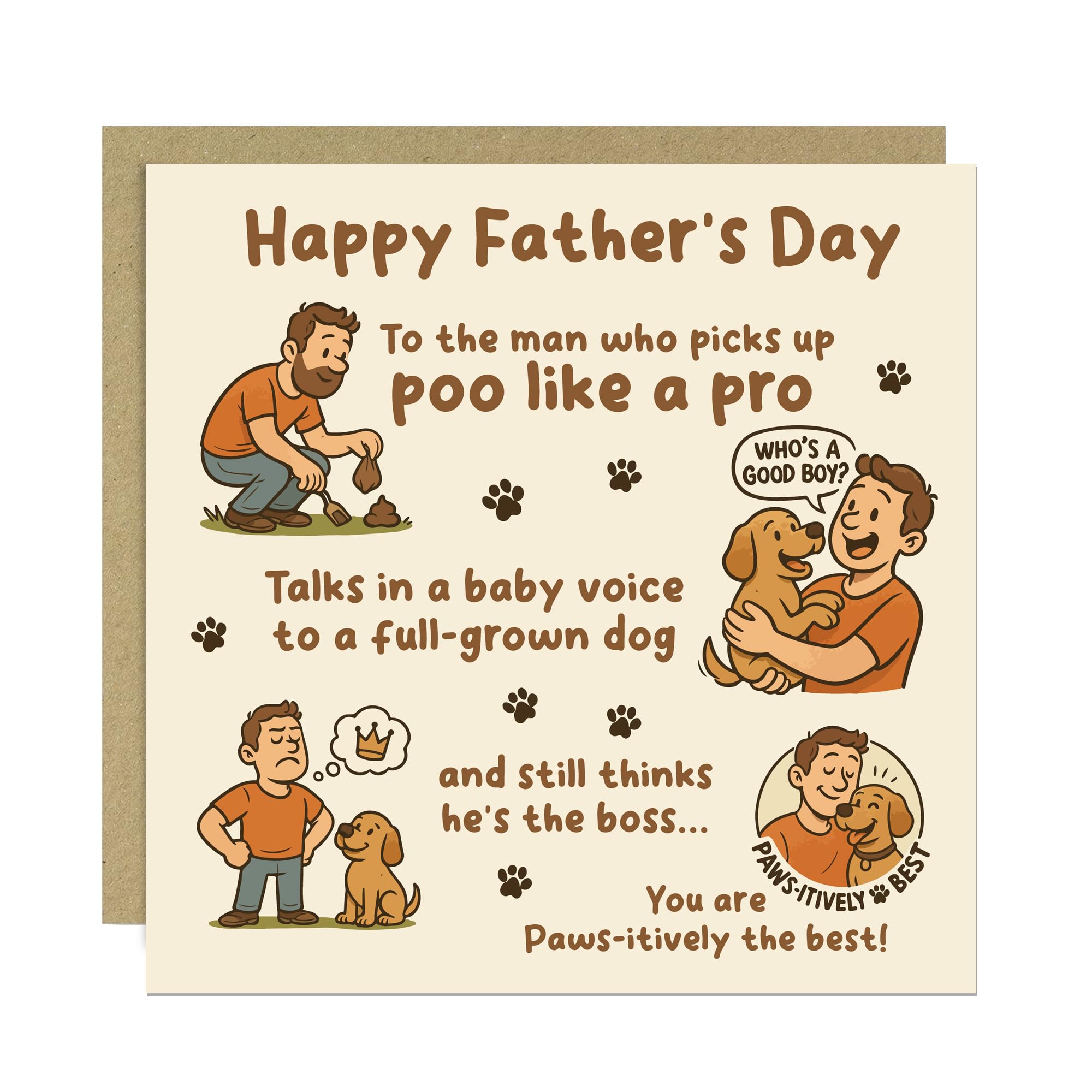 RED OCEAN Funny Card For Fathers Day From The Dog Fathers Day Card With Envelope Included Dog Dad From Puppy Funny Cards