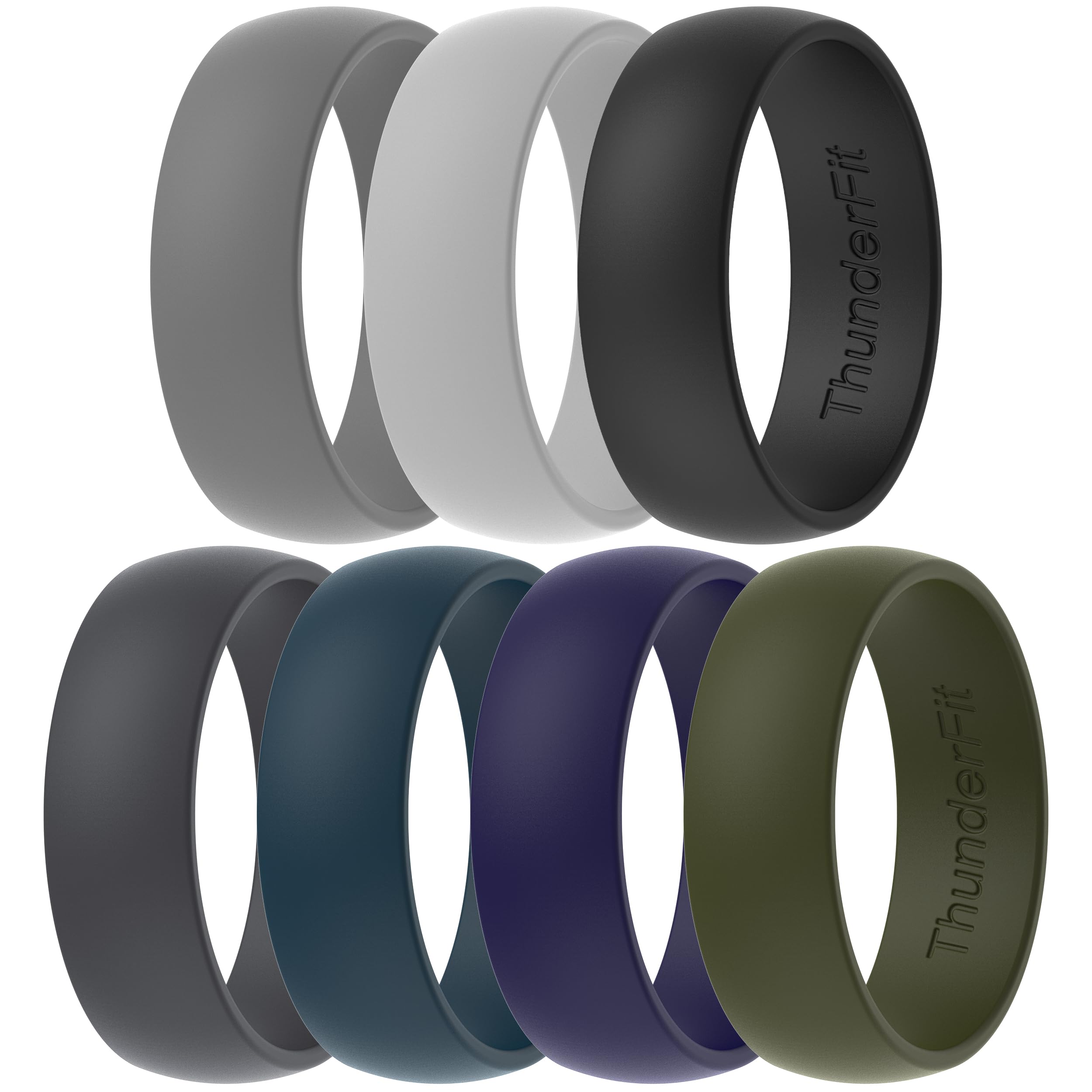 ThunderFit Unisex Silicone Wedding Rings, Rubber Engagement Bands, Variety Multipack 1,4,7