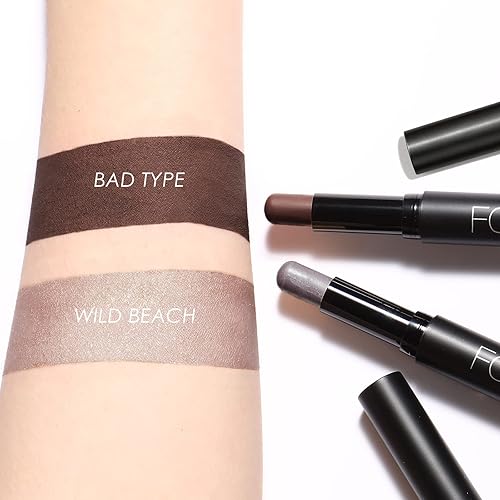 Miniatura 5 de FOCALLURE - 2 unidades de barra de sombra de ojos cremosa, lápiz de sombra de ojos iluminador, juegos de barra de sombra de ojos con fórmula a