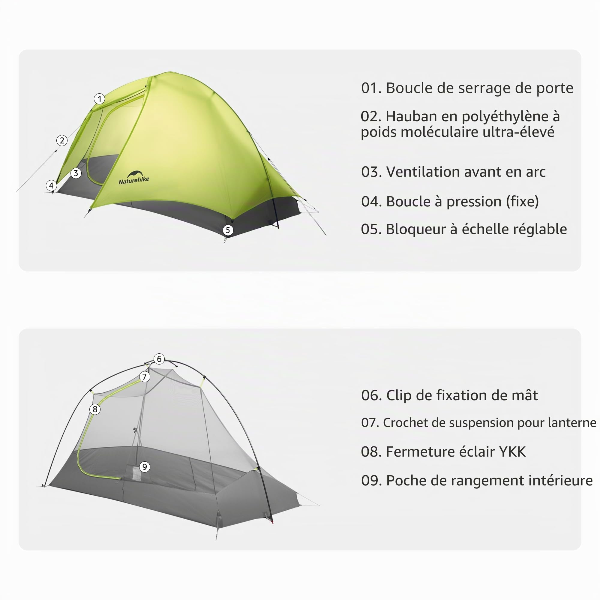 Naturehike Star Trails EXT Tente de randonnée Ultra légère 1 Personne Tente de Camping étanche pour L'Aventure Design Compact avec compatibilité Voiture