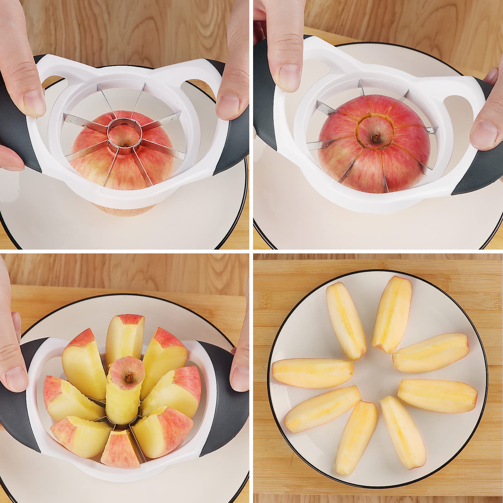 Asdirne Trancheuse et vide-pommes, coupe-pommes et trancheuse à fruits avec lames tranchantes en acier inoxydable et poignées ergonomiques antidérapantes, noir