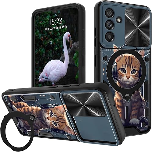 Vista 15 de Funda protectora híbrida para Samsung Galaxy A53 5G de 6.5 pulgadas y anillo giratorio de 360 grados, función atril, híbrida, de doble capa