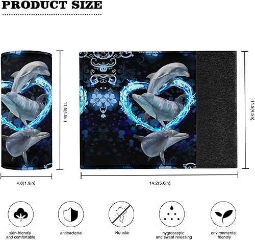 Miniatura 5 de Belidome Dolphin Love Heart - Paquete de 2 envolturas para manija de equipaje para identificador de maleta, fundas para fabricantes de equipajes,