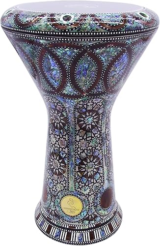 Miniatura 44 de El impresionante Darbuka Doumbek Gawharet El Fan metálico de 17.75 pulgadas (negro metálico)