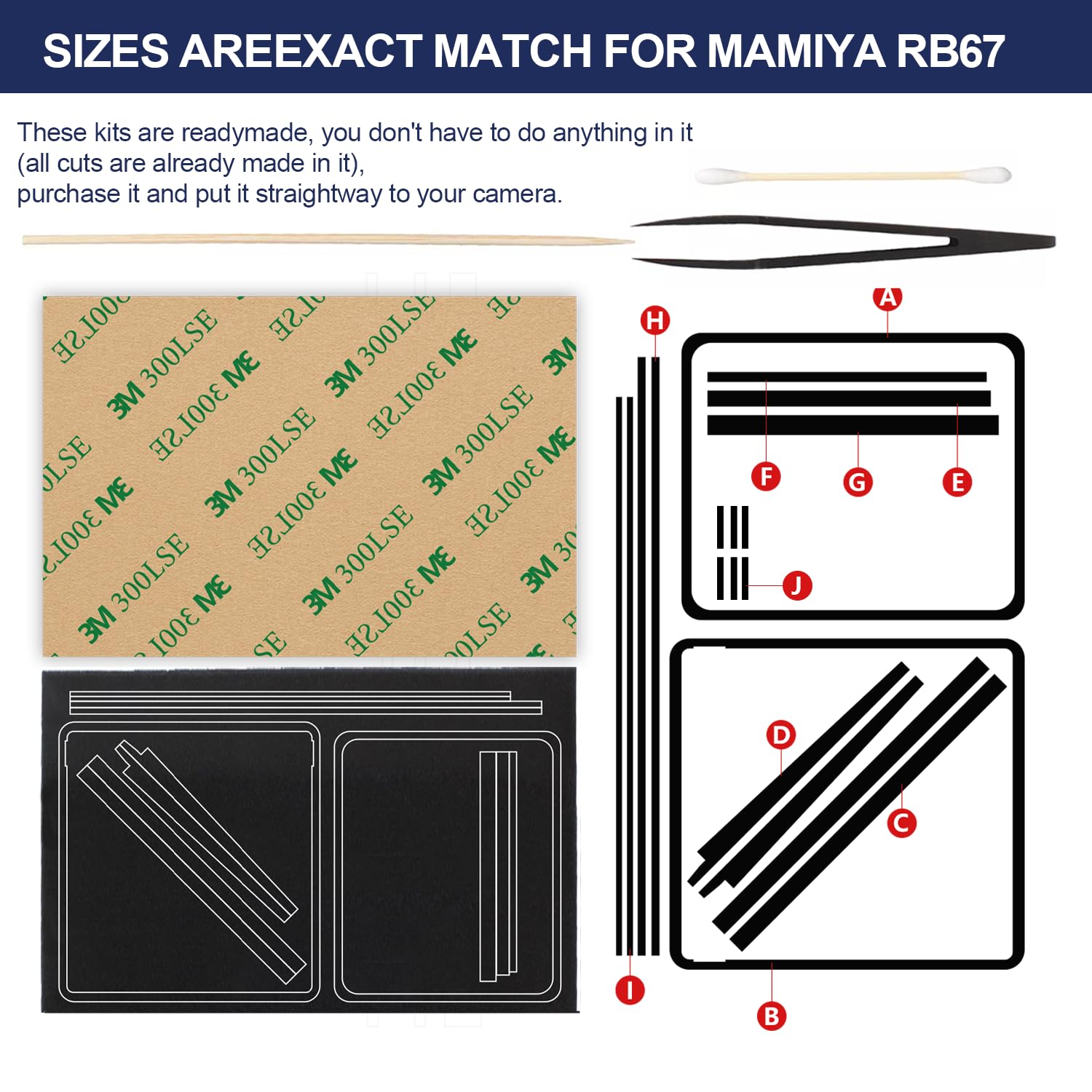 eTone Wstępnie wycięta gąbka z pianki uszczelniającej do Mamiya RB67/RB67 Pro/RB67 Pro S