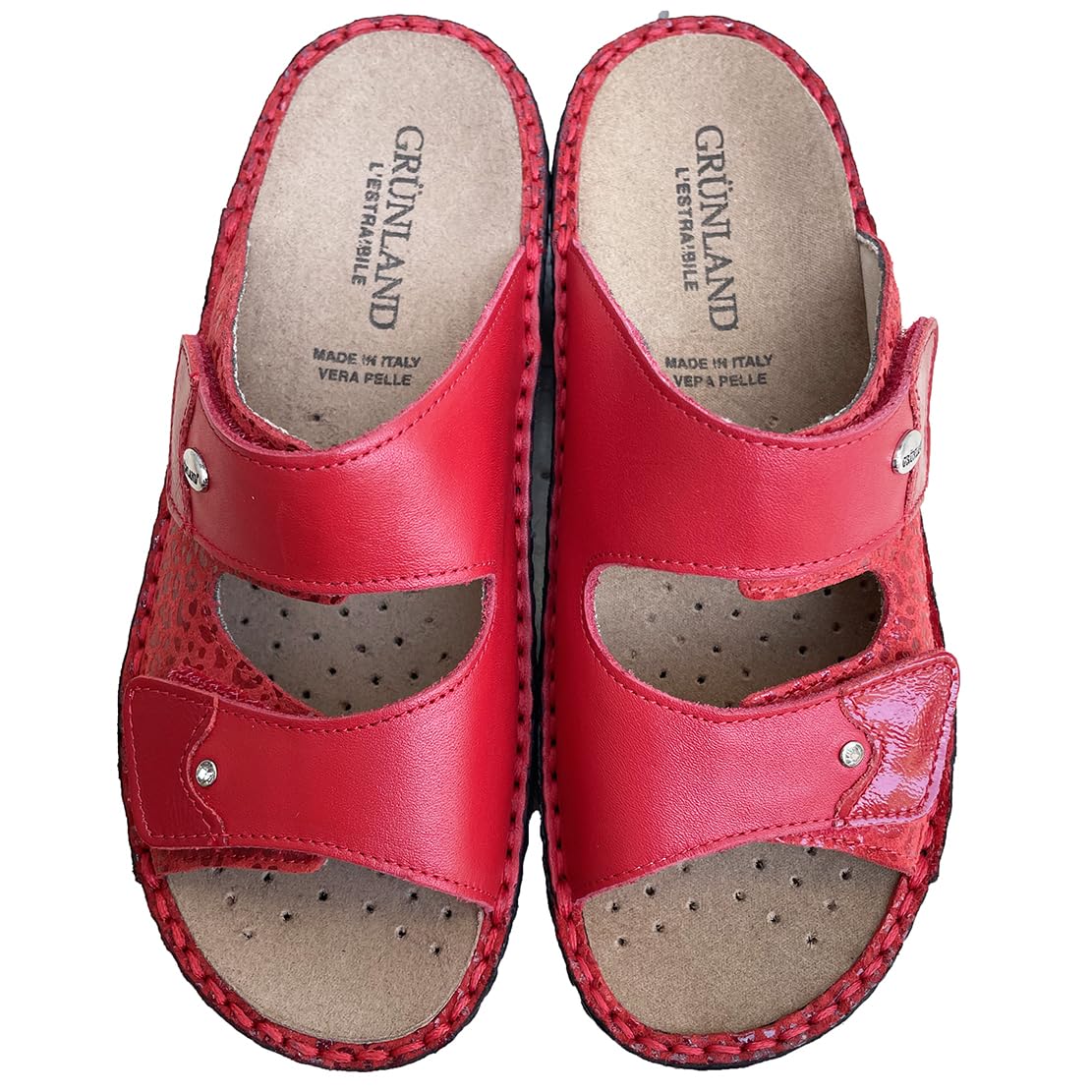 GRUNLAND ciabatte Comfort DONNA regolabili con strappi e plantare estraibile prodotte in italia modello 2025 con decoro