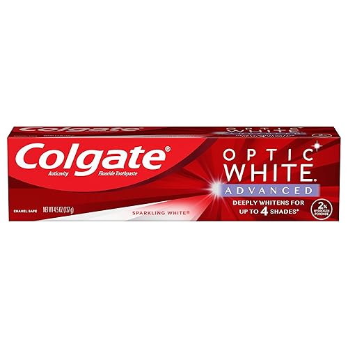 Colgate Optic White Advanced - Pasta de dientes blanqueadora de dientes, color blanco brillante - 4.5 onzas