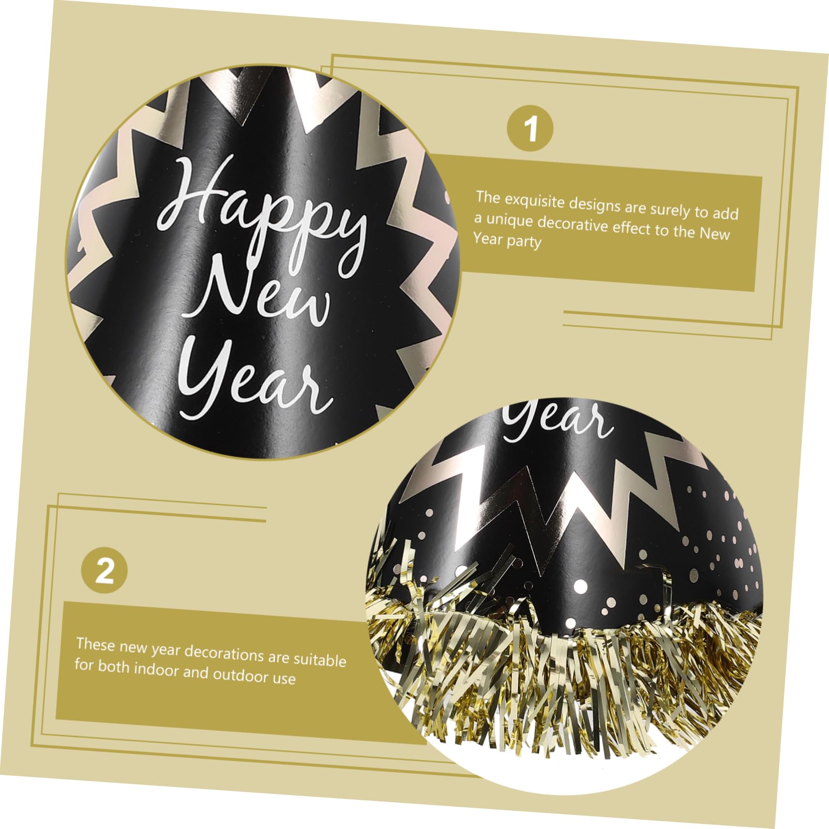 Alipis 1bolsa Sombrero de Fiesta de Año para Adultos Conjunto de Decoración para Nochevieja con Sombreros Cónicos Collares y Bufandas Coloridas para Fiestas de Año