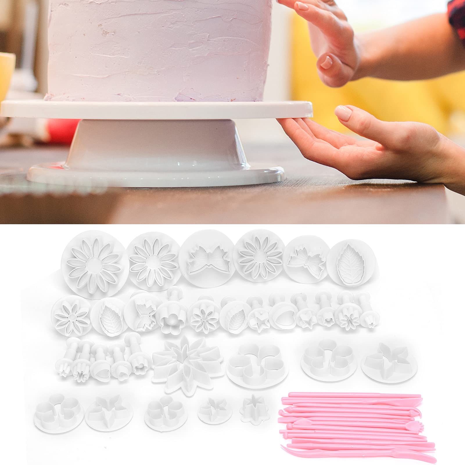 47 moldes para estampación de tartas, fondant, galletas, magdalenas, postres, herramientas de decoración, moldes de fondant, herramientas de fondant, molde para