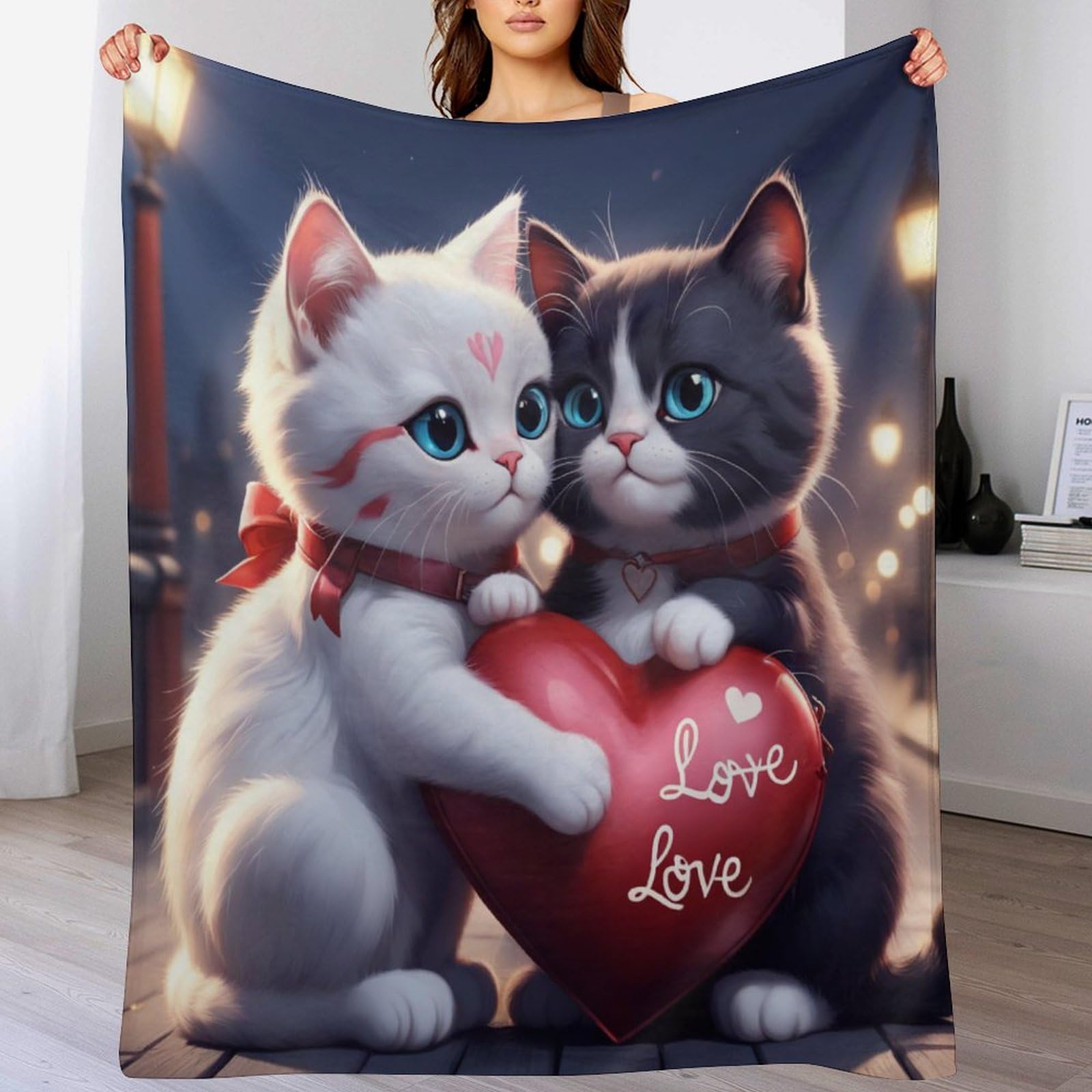 Plaid couverture chat mignon idéal pour la sieste sur le canapé
