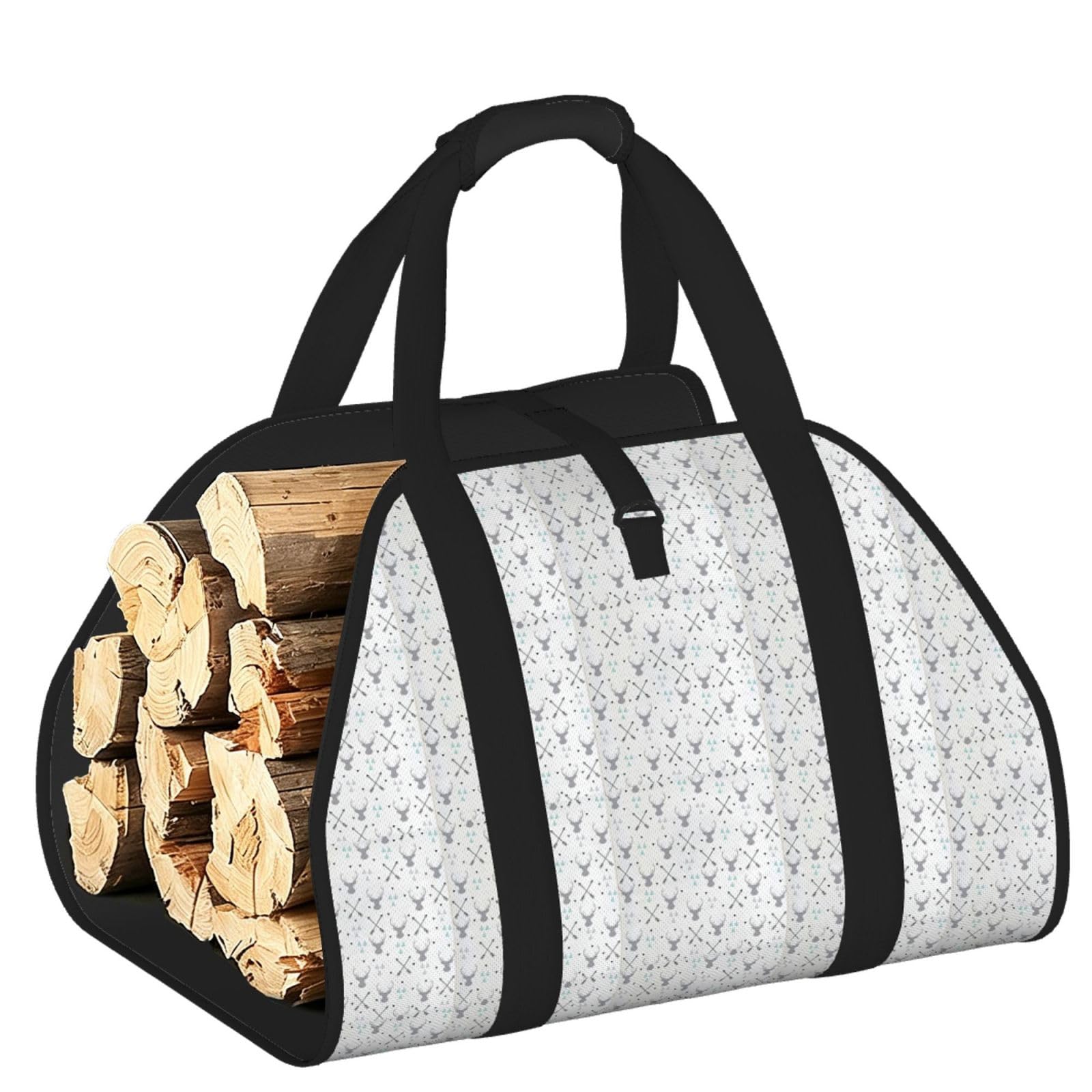 Ayyqwe Black Hunting Arrows Triangles Deer. Print Firewood Bag Wood Waterproof Versatile Camping Picnic Storage Daily Home
