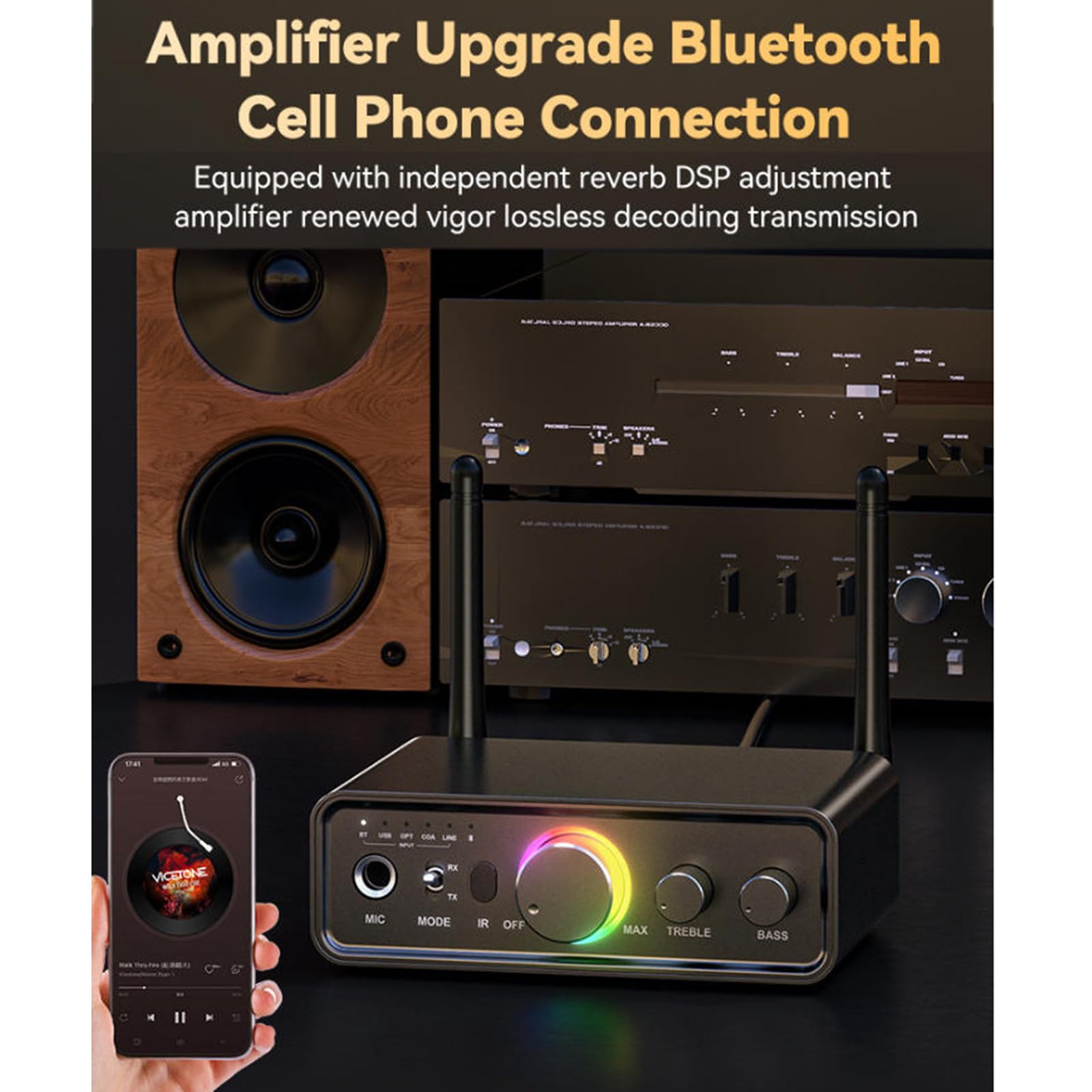 Adaptador de audio inalámbrico Bluetooth 5.3, receptor transmisor 2 en 1 con soporte AUX/RCA/óptico/USB para TV, PC, auriculares, KTV y estéreo doméstico
