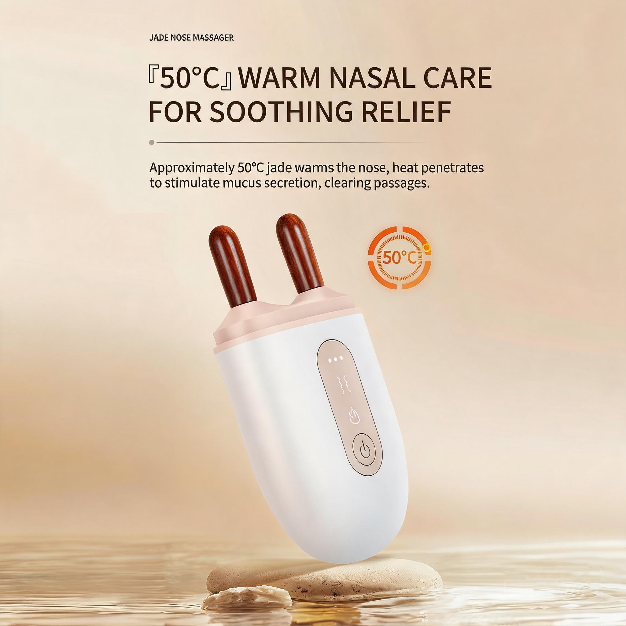 Massaggiatore elettrico naturale per occhi e naso, strumento di sollevamento del viso riscaldato a 3 livelli con temperatura regolabile da 45 a 55 ℃, Gua Sha manuale ergonomico per mascella a V
