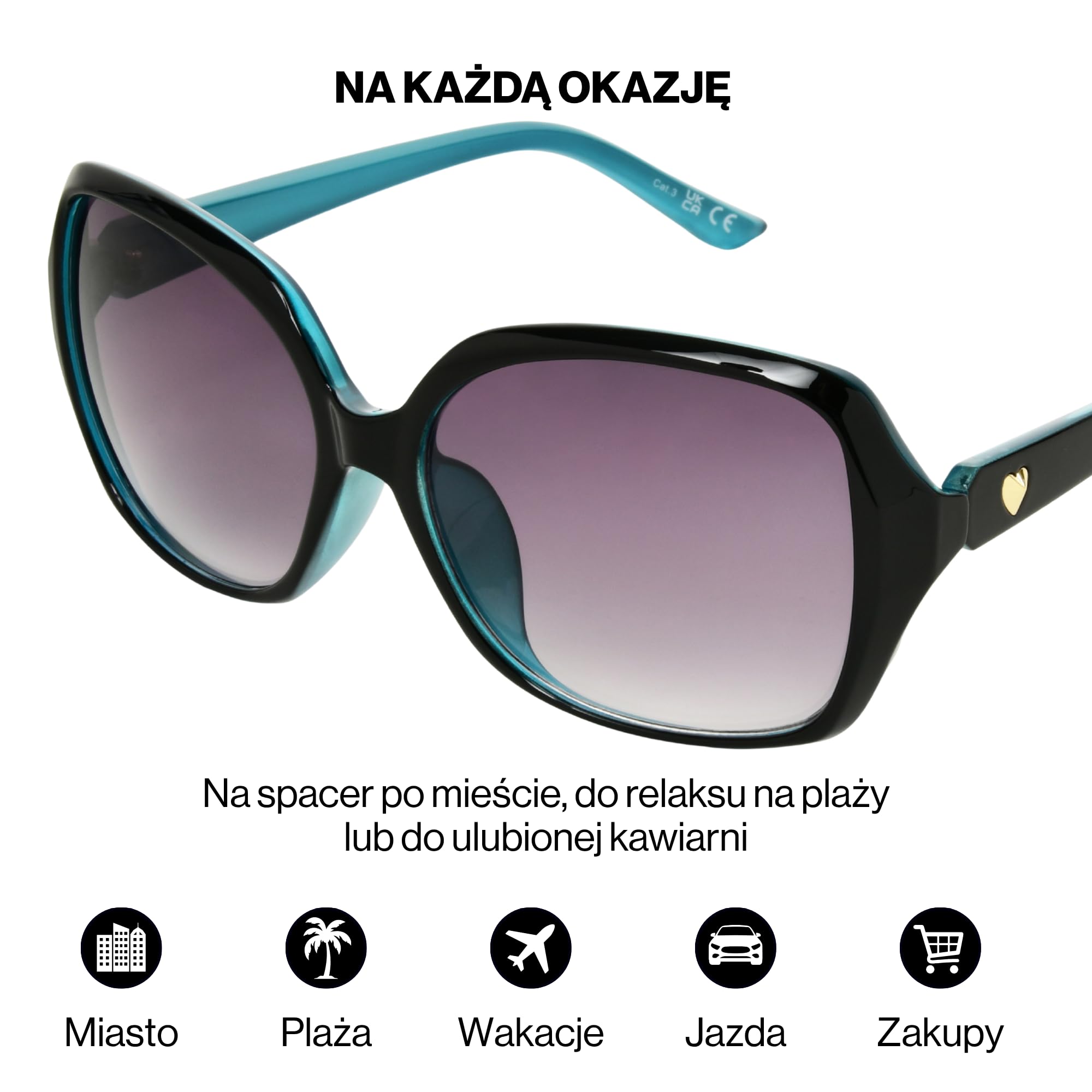 Foster Grant Okulary przeciwsłoneczne Kobiety 26 583 Heart Rivets