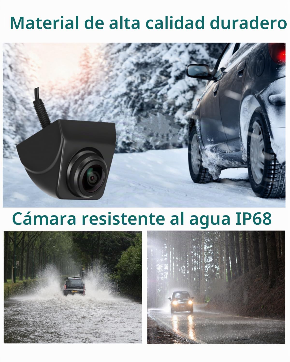 360 ° Rotación Cámara de Marcha Atrás Soporte de Vista Delantera/Trasera HD Cámara de Visión Trasera con Visión Nocturna IP69K Cámara de Marcha Atrás Backup Cámara para Camión(Negro)