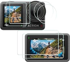 Screen Protector for DJI Osmo Action 4 Camera(for accessories) [2 Sets | (2 Front +2 Back + 2 Lens)] , Tempered Glass Film 0.3mm High Definition 9H Hardness Anti-Scrach