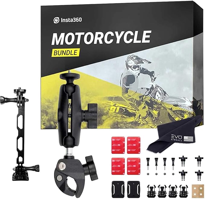 insta360 DINMBBD/A Motocycle Bundle Designed for ONE X2, ONE R, GO 2, ONE X, ONE Consisting of Handlebar Stem, Helmet and Upper Mudguard, Black