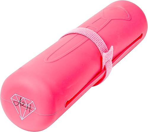 A2H Soporte para brochas de maquillaje de viaje, bolsa de cosméticos de silicona rosa, ecológica. Estuche organizador 2 en 1 con limpiador de