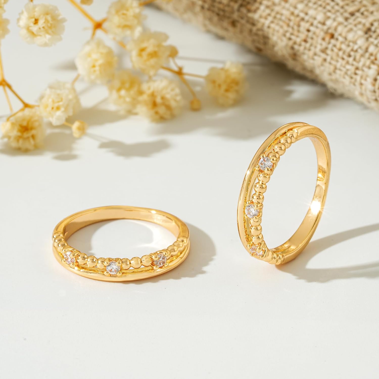 MTMY 14K Gold Plated Rings for Women Dainty Stacking Ring Statement Ring Eternity Bands Jewelry Size 6 to 8 - Image 5