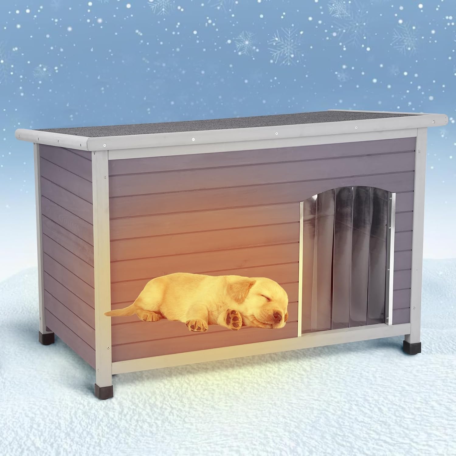 Aivituvin Wooden Dog Houses for Small Dog Medium Dog Outdoor Insulated, Weatherproof Dog Houses Outside with Raised Feet